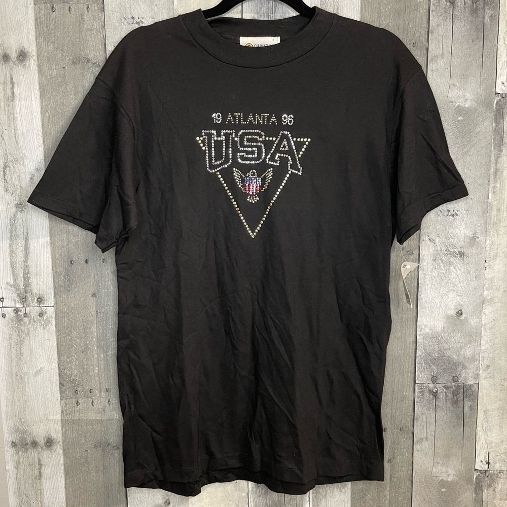 Vintage Y2K tee bedazzled USA patriotic shirt medium nwt Christine Alexander